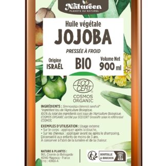 Huile de JOJOBA Bio 900 ml - Cosmos Organic - Planète au Naturel - Pure, Naturelle et Pressée à froid - Cheveux, Corps, Peau
