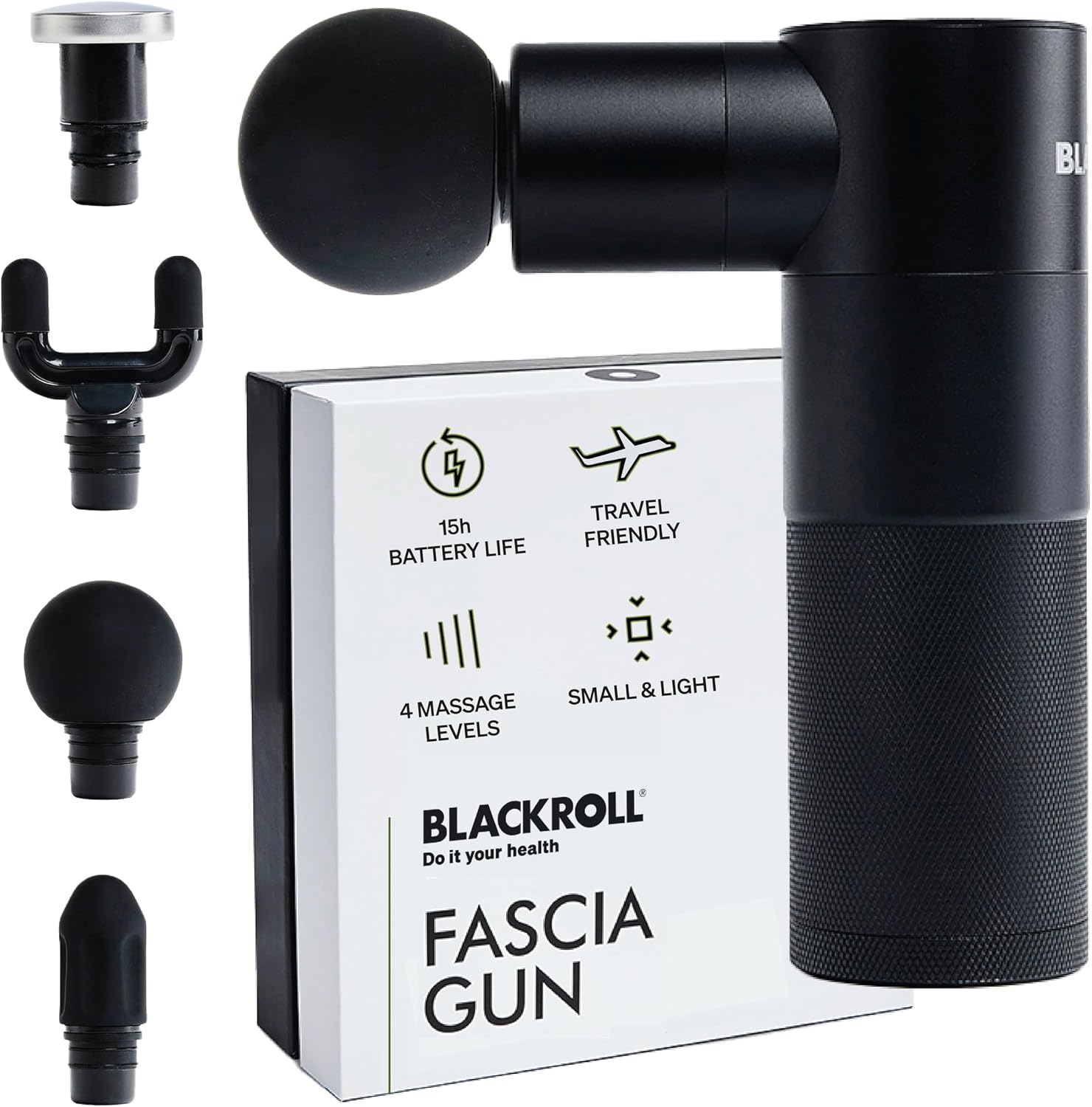 Pistolet de massage pour libérer la tension musculaire 1 Pistolet de massage BLACKROLL® FASCIA GUN - masseur pour les muscles et les fascias - niveaux d'intensité réglables pour le massage du dos, des épaules, du cou et des jambes